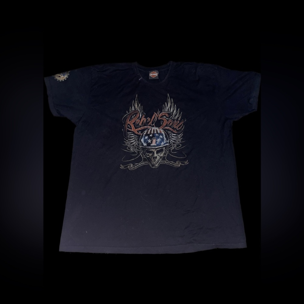 2XL Black Harley Davidson Rebel Soul graphic tee shirt